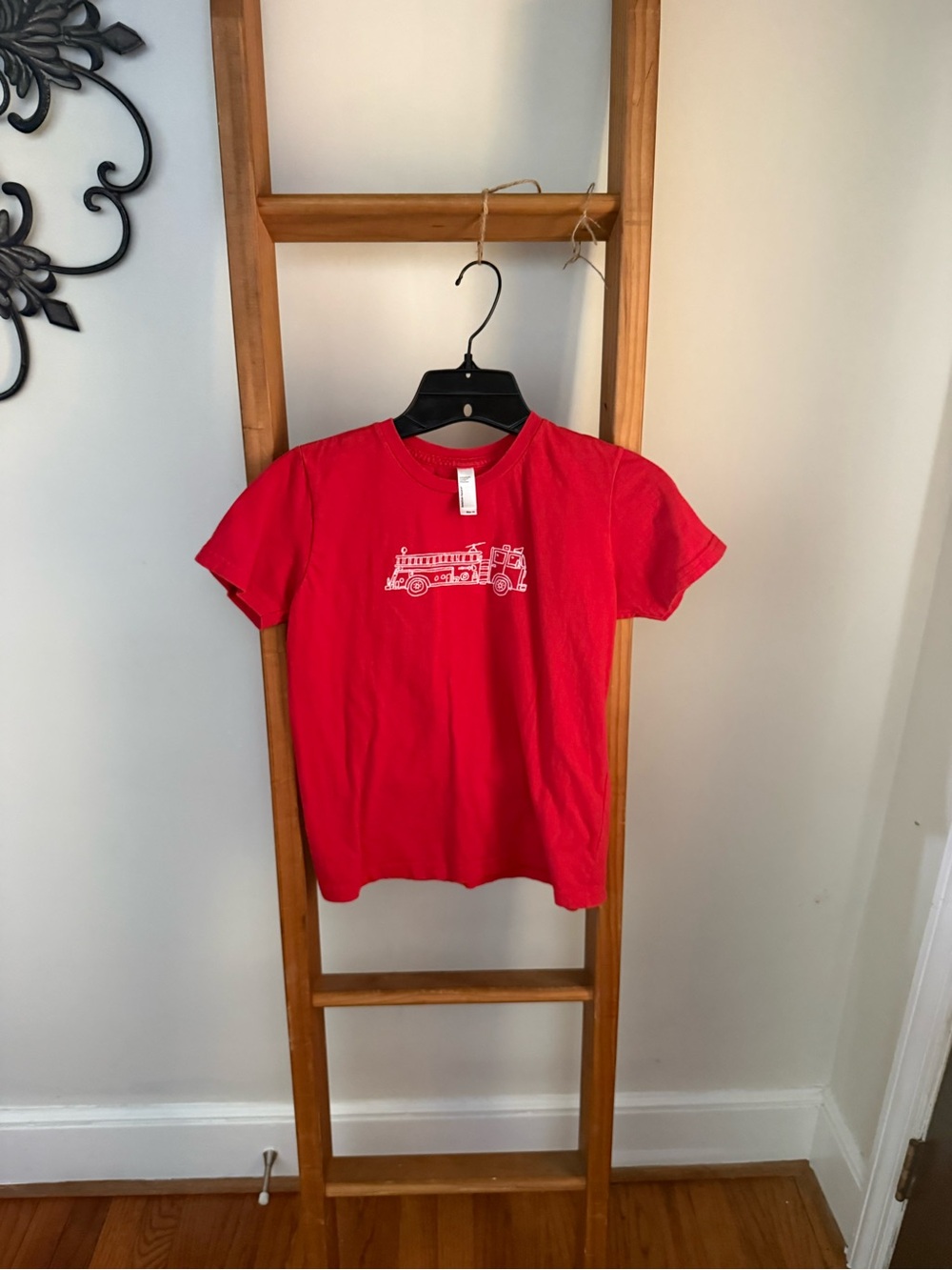 American Apparel Kids Red Fire Truck Short Sleeve Tee